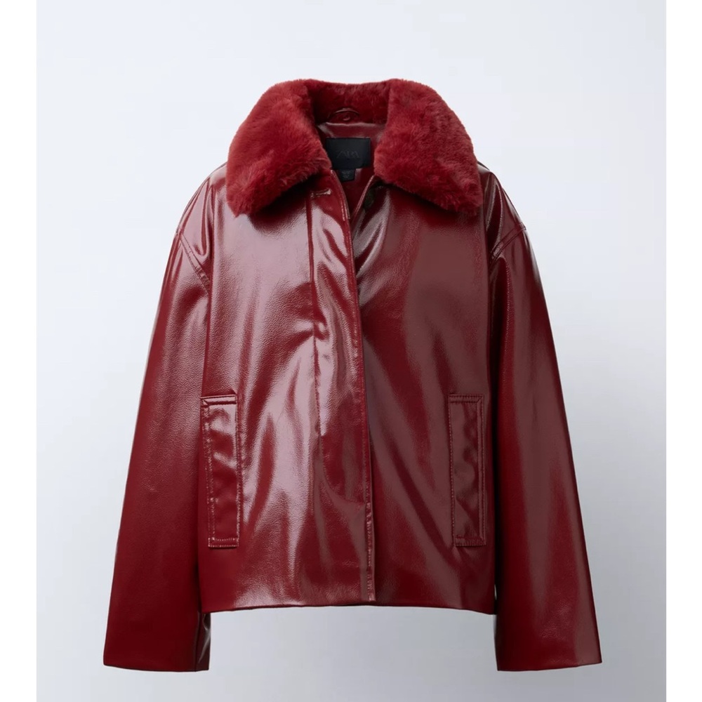 Zara Removable Collar Patent Jacket